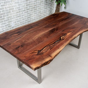Live Edge Walnut Table, Custom Live Edge Dining Table, Modern Industrial Table, Solid Walnut Live Edge Table, Walnut Dining Table