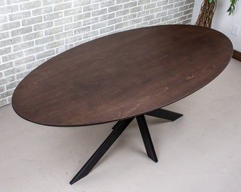 Oval Dining Table Maple, Mid Century Pedestal Table, Oval Wood Table Tops, Wood Dinner Table, Oval Pedestal Dining Table