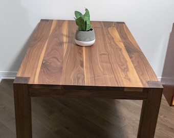 Walnut Wood Dining Table, Modern Small Space Table