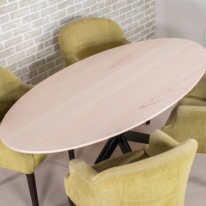 Elliptical Oval Maple Dining Table, Starburst Pedestal Base