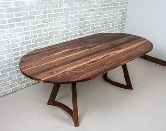 Handcrafted Oval Walnut Dining Table - Mid-Century Modern Design for Kitchen or Dining Room