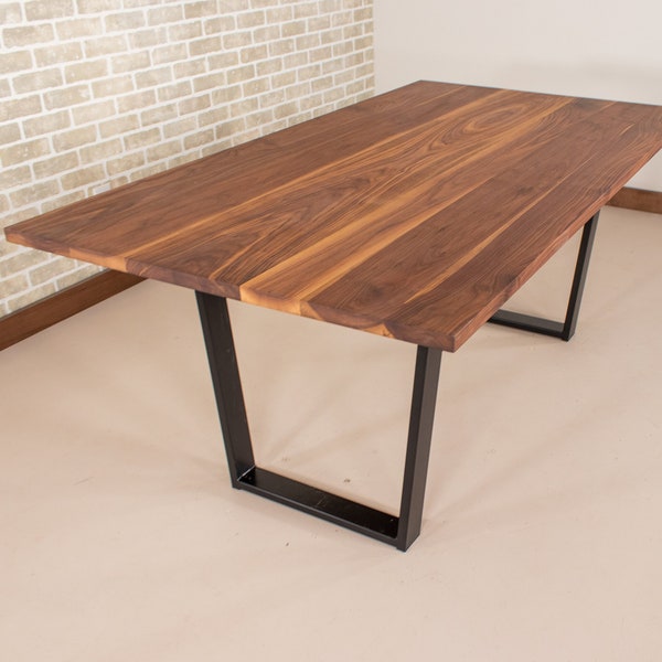 Industrial Dining Table, Walnut Dining Table on Steel Legs, Modern Farmhouse Table