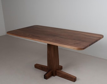 Custom Walnut Banquette Table, Narrow Dining Table