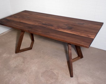 Walnut Dinning Room Table on Wood Legs, Wooden Dining Table, Solid Walnut Table for Kitchen or Dining Room, Modern Kitchen Table
