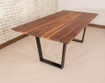 Industrial Dining Table, Walnut Dining Table on Steel Legs, Modern Farmhouse Table