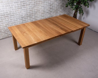 Oak Extendable Parsons Table, Extendable Oak Dining Table, Parsons Style Wood Table with Leaves, Extending Wood Table, Wood Dining Table