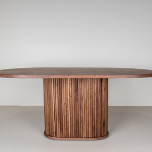 Oval Walnut Dining Table With Solid Walnut Chairs, Pedestal Base - Etsy