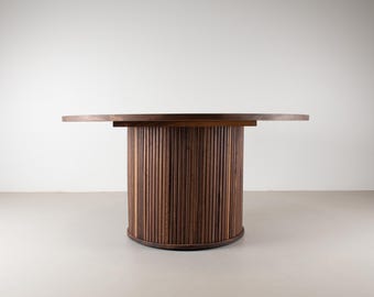 60" Round Walnut Pedestal Dining Table, Custom Wood Table