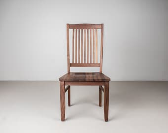 Solid Walnut Shaker Dining Chair, High Back, Wood Seat