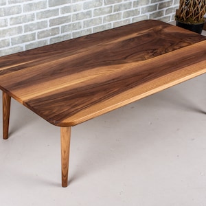 Modern Coffee Table, Short Wooden Accent Table, Wood Living Room Table, MidCentury Coffee Table in Walnut, MCM Walnut Coffee Table