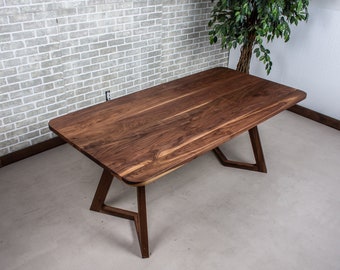 Midcentury Modern Walnut Dining Table: Solid Wood Kitchen Table