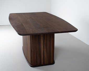 Walnut Dining Table for 6, Custom Walnut Dining Table for 6 on Fluted Pedestal Base