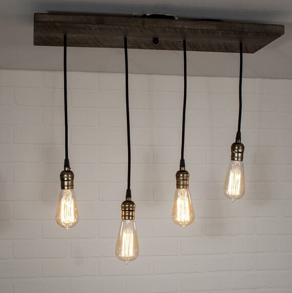 Industrial Pendant Kitchen Island Lighting Chandelier featuring Edison Bulbs Pendant Lights