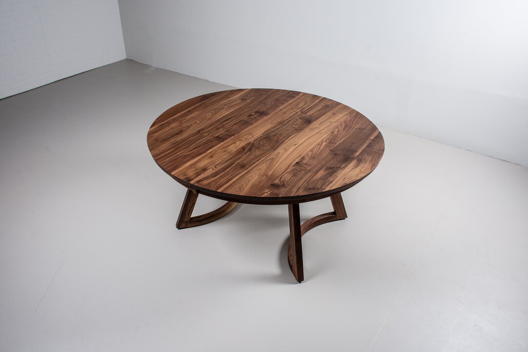 Round Expandable Table, Round Walnut Table With Leaves, Midcentury
