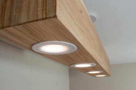 Modern Wood Beam Light 4 Bulb Led Lighting Fixture Custom Kitchen Lighting Dining Room Lighting