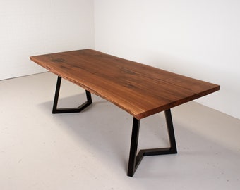 Live Edge Dining Table in Walnut, Walnut Dining Table with Spiced Finish, Modern Live Edge Walnut Table