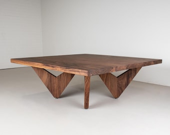 Mid Century Walnut Coffee Table, Custom V Legs