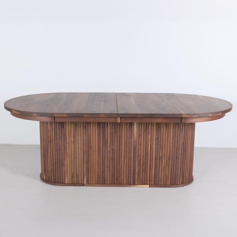 Extendable Oval Dining Table on 3 Piece Split Pedestal Base, Large ...