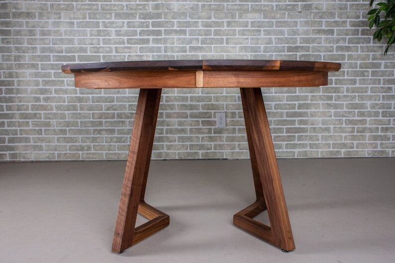 Round Extending Dining Table Walnut Extendable Kitchen Table Etsy