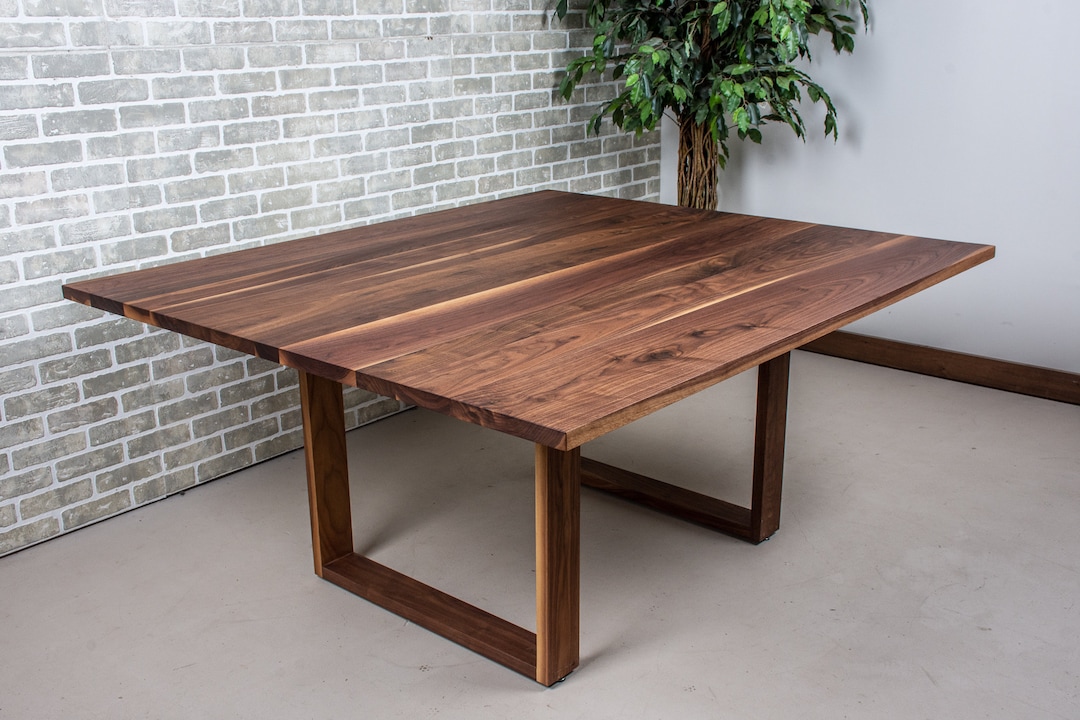 Large 60-inch Modern Walnut Square Dining Table for 8 – Minimalist ...