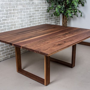 Large 60-Inch Modern Walnut Square Dining Table for 8 – Minimalist Design for Family Gatherings