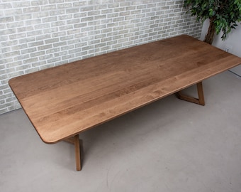 Solid Maple Dining Table, Long Wooden Table, Seats 8-10