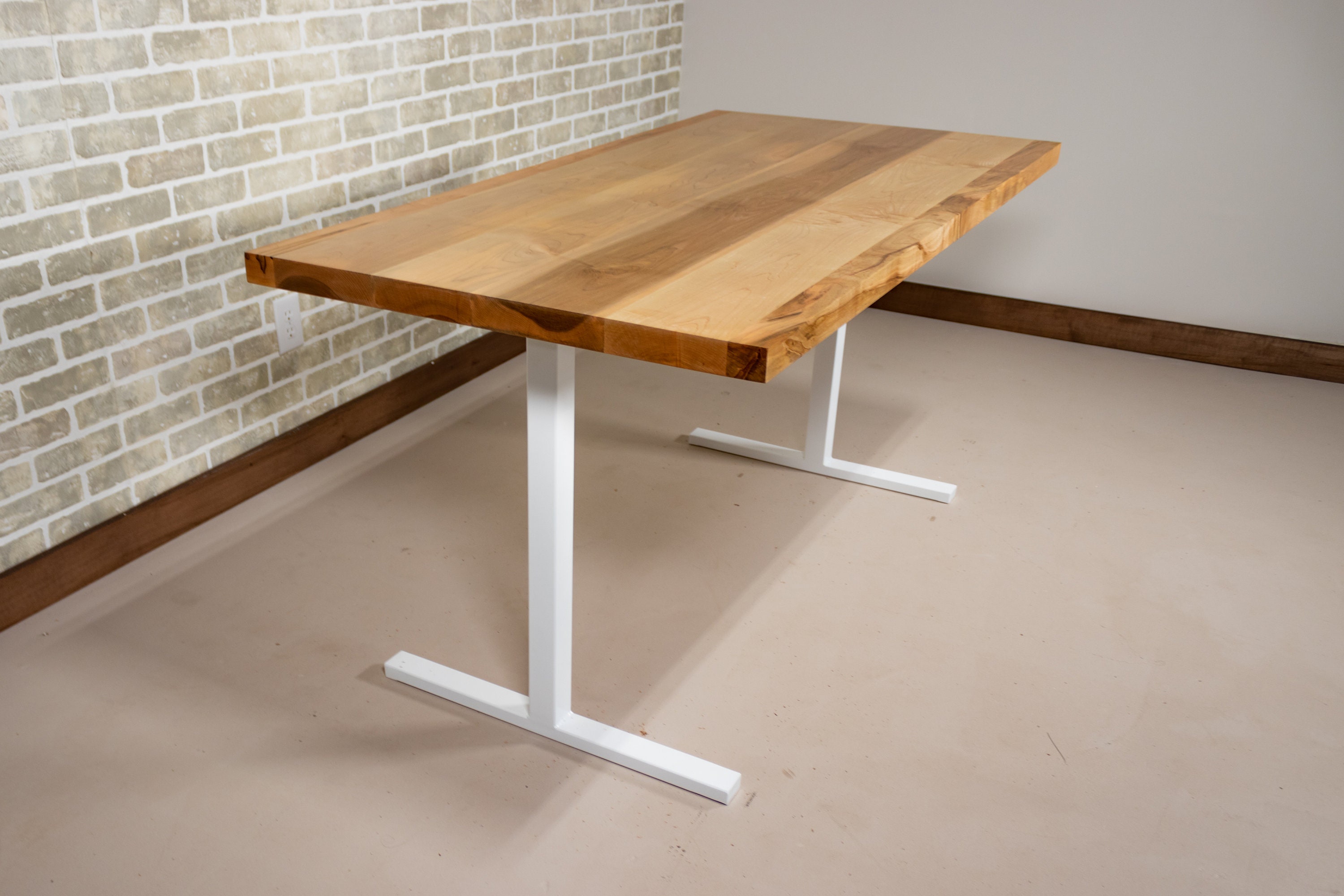 Natural Wood Table on White Legs Scandinavian Style Kitchen Etsy