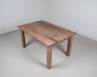 Dining Table w Leaf, Expandable Wood Table, Rectangle Parsons Table Expands to Become Square Dining Table