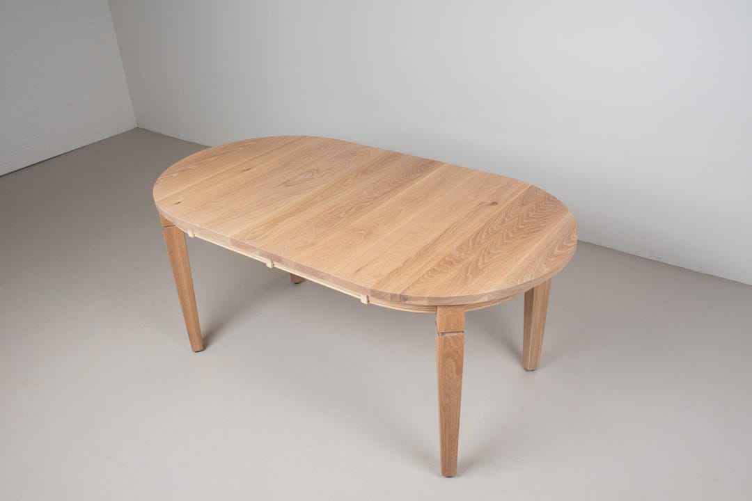 Custom Extendable Oak Dining Table, Mid-century Modern Oval Table - Etsy