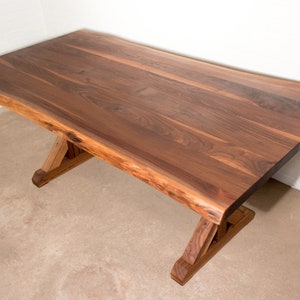 Live Edge Farmhouse Table, Farmhouse Kitchen Table,  Kitchen Table with Wood Farmhouse Legs, Live Edge Walnut Table for a Farmhouse Kitchen