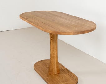 Counter Height Oval Pedestal Table, Small Oak Table