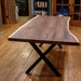 Live Edge Wood Table, Live Edge Dining Table, Live Edge Walnut Table on Steel X Legs 