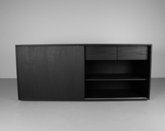 Black Wood Sideboard, Wood Cabinet for Dining Room or Kitchen, Sideboard With Drawers for Dining Room Storage