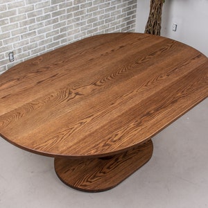 Oak Oval Dining Table, Wood Kitchen Table on Pedestal Base, Racetrack Oval Kitchen Dining Table Made with Oak