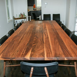 Walnut Dining Table, Large Wood Dining Room Table, Custom Walnut Harvest Table on Steel Legs, Industrial Dining Table
