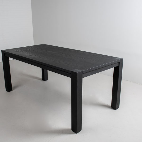 Oak Parson Table, Black Wood Parsons Table, Oak Kitchen Table, Narrow Wood Table for Kitchen or Dining Room