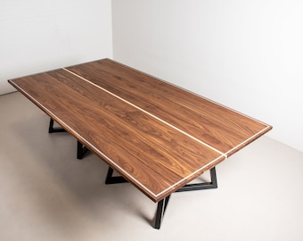 Custom Walnut Ping Pong Dining Table with Epoxy Border