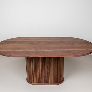 Oval Walnut Dining Table With Solid Walnut Chairs, Pedestal Base - Etsy