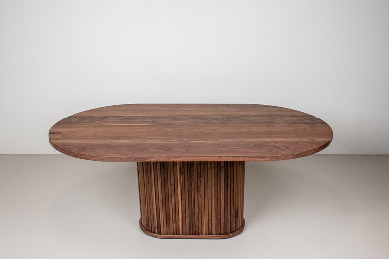 Oval Walnut Dining Table With Solid Walnut Chairs, Pedestal Base - Etsy