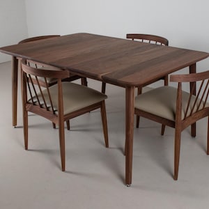 Walnut Extendable Midcentury Modern Table, Mid Century Modern Extendable Dining Table, Modern Expandable Walnut Dining Table