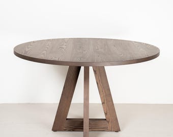 Round Ash Dining Table Finished in Espresso, 48" Round Wood Table