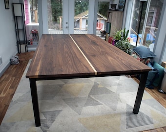 Walnut Ping Pong Table on Steel Base, Custom Table Tennis