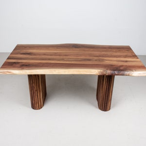 Modern Live Edge Dining Table, Live Edge Walnut Table on MidCentury Pillar Legs, Custom Live Edge Walnut Table, Live Edge Dining Room Table