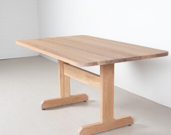 Light Oak Trestle Table, Kitchen Table for 4-6