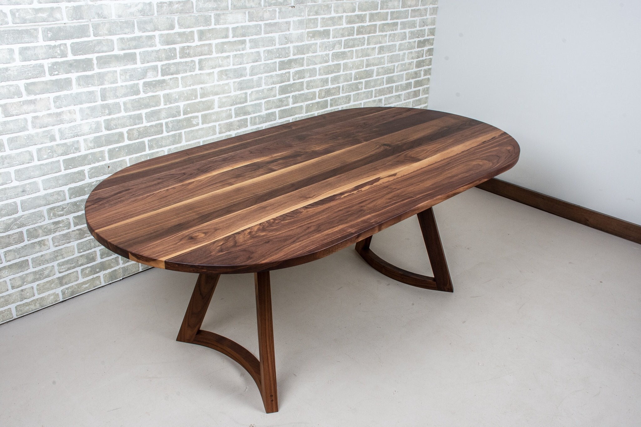 Walnut Oval Table Top With Rounded Ends Racetrack Oval Dining