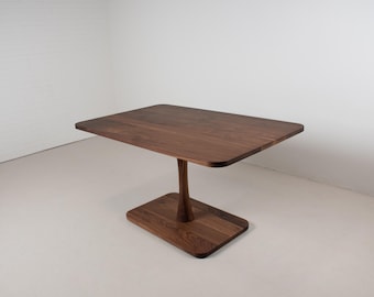 Walnut Pedestal Dining Table, Solid Wood Rectangle Bistro Table