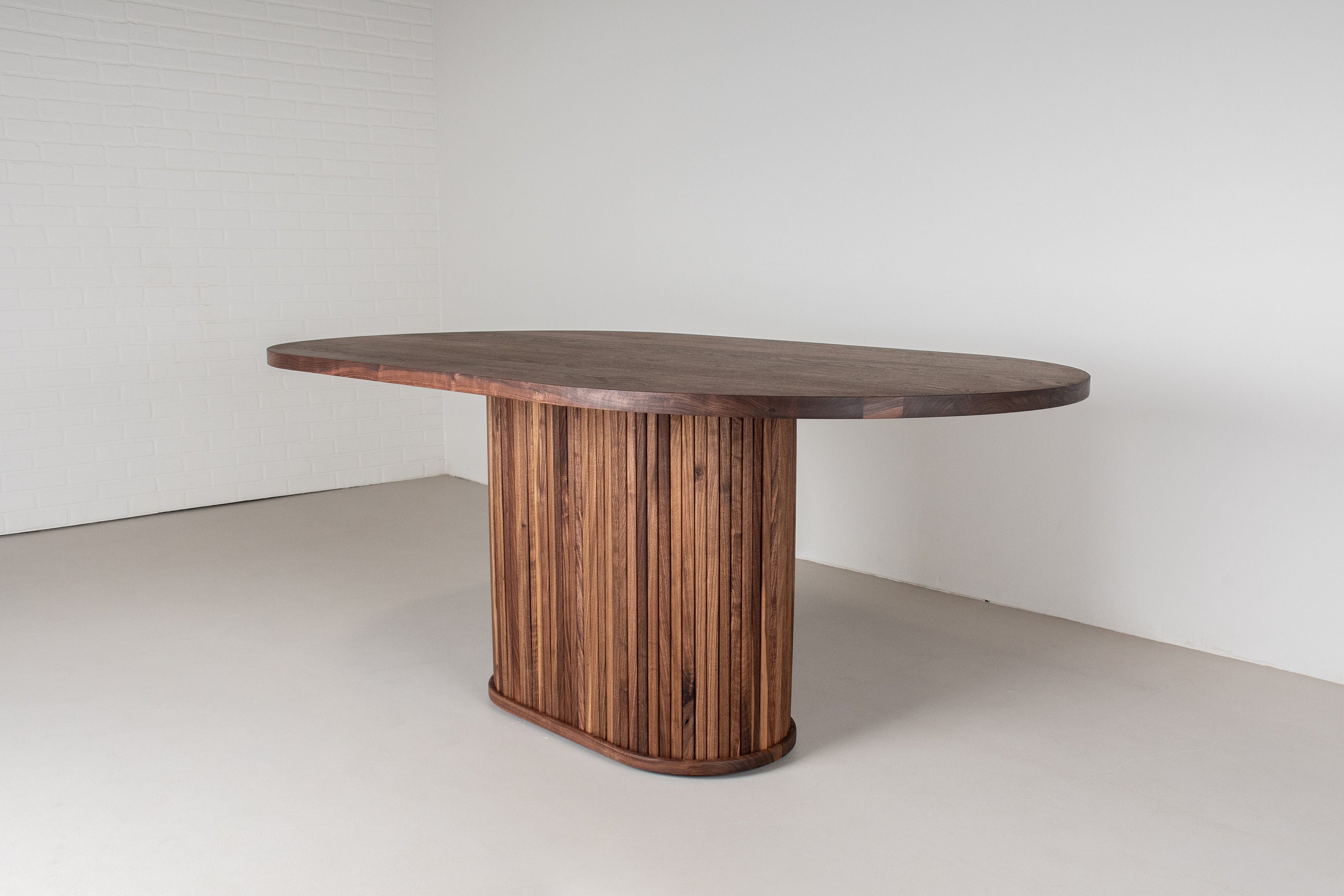 Oval Walnut Dining Table With Solid Walnut Chairs, Pedestal Base - Etsy