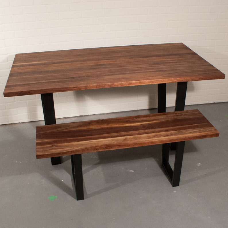 Farmhouse Table With Bench Custom Walnut Kitchen Table Etsy