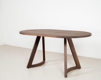 Oval Walnut Dining Table, Mid Century Modern Dining Room