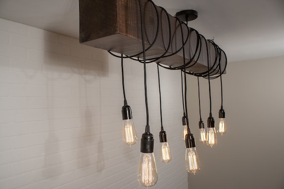 Farmhouse Wood Beam Island Hanging Pendant Light Chandelier with 10 Edison Bulb Farmhouse Wood Beam Island Hanging Pendant Light Chandelier with 10 Edison Bulb